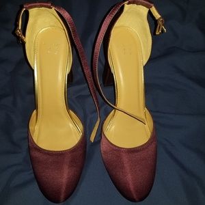 Chunky maroon heels